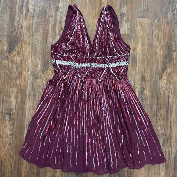 ASOS sequin fit and flare skater embellished mini dress US 8 glam formal party - Picture 5 of 12